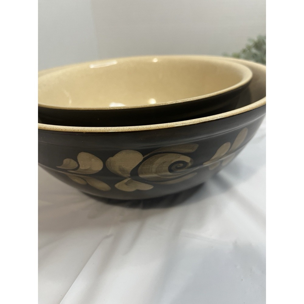 Vintage Set Of 2 Denby  Bakewell 2pt +4pt Stoneware Mixing Bowl Brown England - Picture 2 of 11
